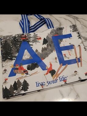 AE Live Your Life Ski Scene Tote Bag - Blue